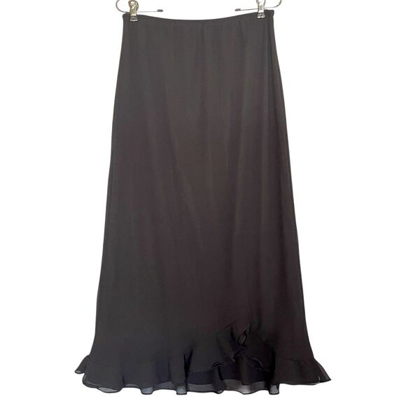JBS Ltd Whimsigoth Ruffled Skirt Size 16 Black Pull On Midi Witchy Romantic Y2K - Picture 1 of 11